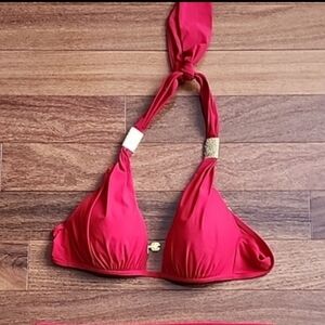 Victoria's Secret Red / Gold Bikini Top Size Medium